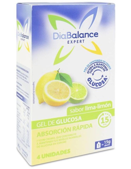 Diabalance Expert Gel De Glucosa Sabor Lima-Limón, 4 Unidades