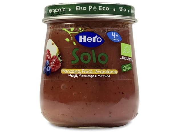 Hero Baby Solo Tarrito Sabor Manzana, Fresa Y...