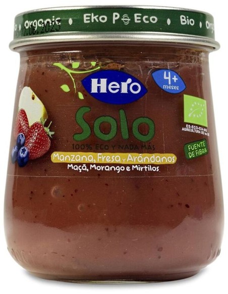 Hero Baby Solo Tarrito Sabor Manzana, Fresa Y Arándanos, 120 G