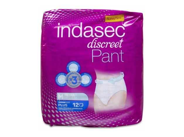 Indasec Discreet Pant Plus Talla Mediana, 12 Uds