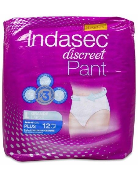 Indasec Discreet Pant Plus Talla Grande, 12 Uds