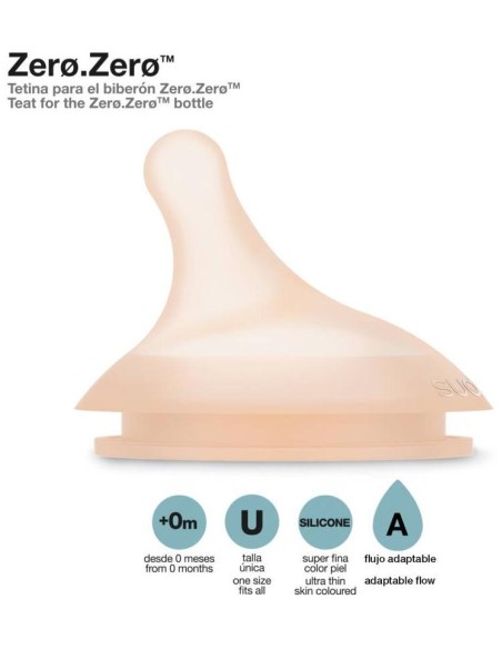 Suavinex Tetina Biberón Zero.Zero Fujo Adaptable, 2 Uds