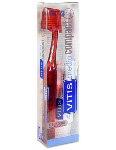 Vitis Cepillo Compact Medio + Pasta Dentífrica Blanqueadora, 1 Ud