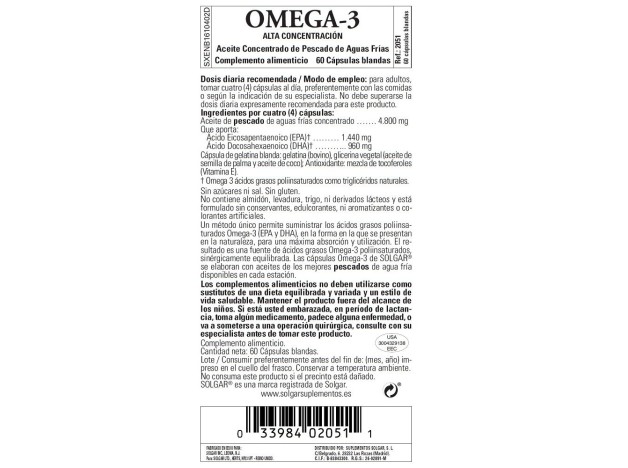 Solgar Omega-3 Doble Concentración 60 Grageas