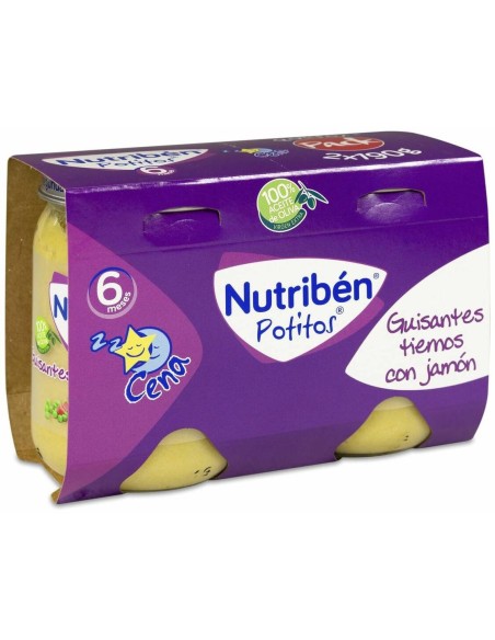 Nutribén Potitos Guisantes Tiernos Con Jamón, 2 Uds