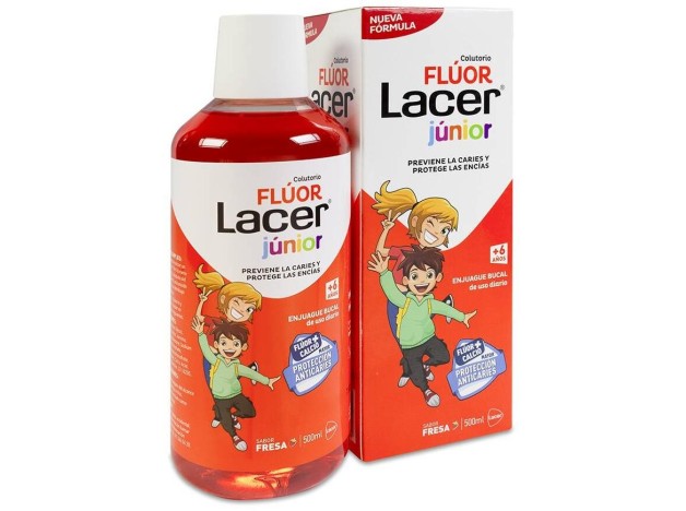 Lacer Colutorio Flúor Diario 0,05 %, Fresa, 500 Ml