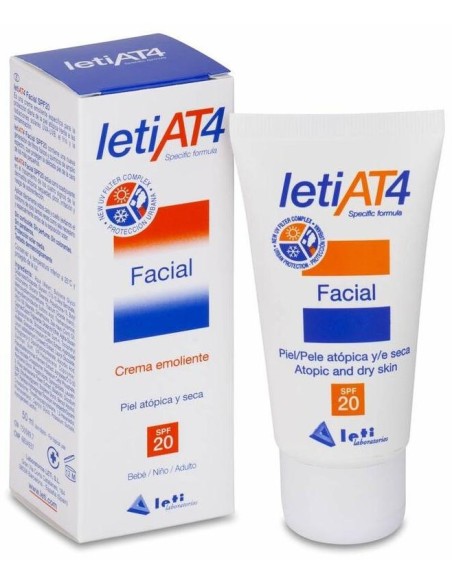 Leti At-4 Crema Facial Spf 20 Piel Atópica Y/O Seca, 50 Ml