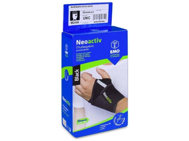 Emo Neoactiv Muñequera Envolvente Negra, 1 Ud