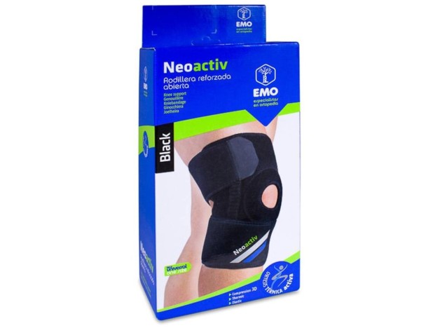 Emo Neoactiv Rodillera Reforzada Abierta Negra,...