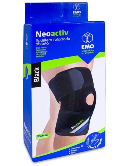 Emo Neoactiv Rodillera Reforzada Abierta Negra, 1 Ud