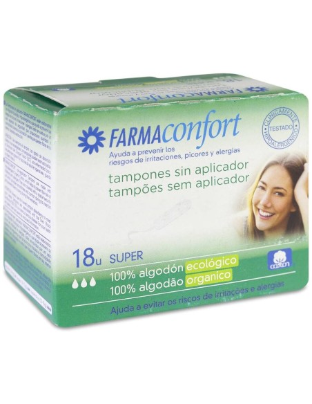 Farmaconfort Tampón Sin Aplicador Algodón Super, 18 Tampones
