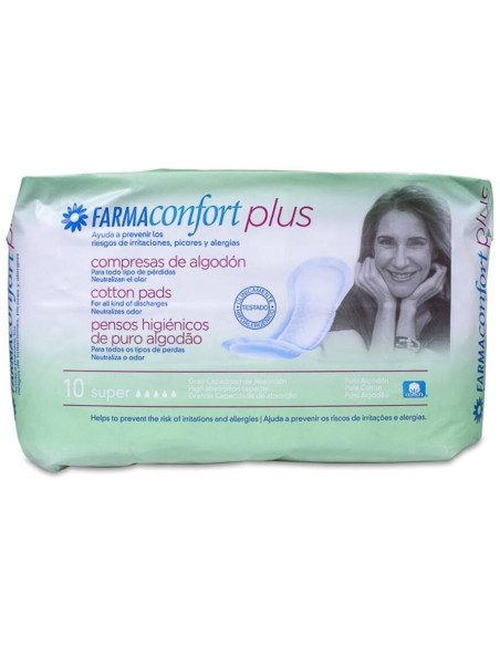 Farmaconfort Plus Compresas De Algodón Súper, 10 Uds