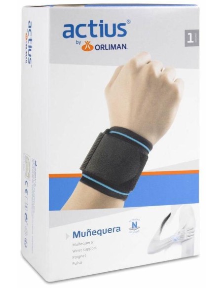 Actius Muñequera Neopreno Velcro Negra Talla Unica 1Ud