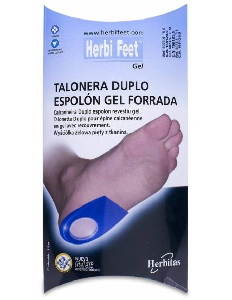 Herbifeet Talonera Duplo Espolón Gel Forrada Talla S, 1 Par
