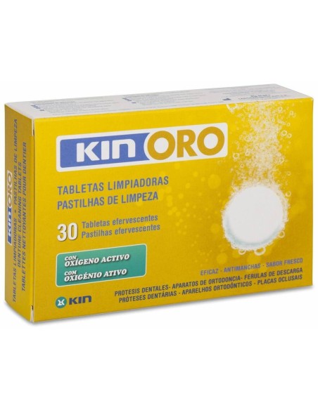Kin Oro Tabletas Limpiadoras De Prótesis Dental, 30 Uds