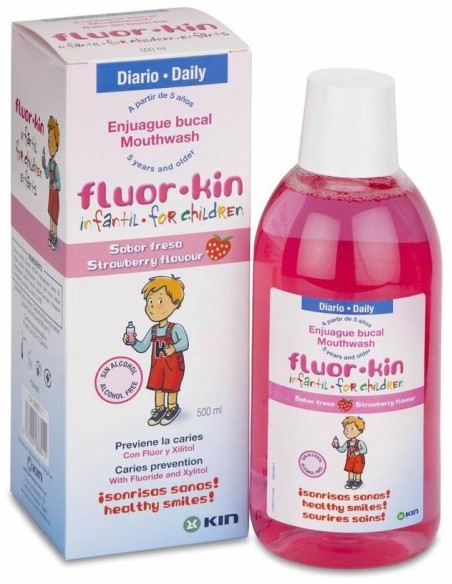 Fluorkin Infantil Enjuague Bucal Anticaries Fresa 500 Ml