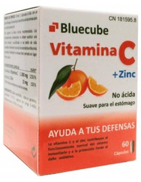 Bluecube Vitamina C + Zinc, 60 Cápsulas