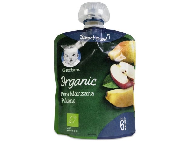 Gerber Organic Puré Pera, Manzana Y Plátano, 90 G