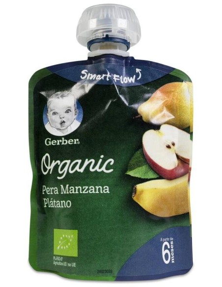 Gerber Organic Puré Pera, Manzana Y Plátano, 90 G