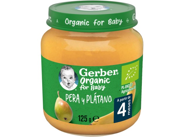 Gerber Organic Pera Y Plátano, 125 Gr
