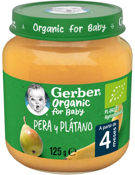 Gerber Organic Pera Y Plátano, 125 Gr