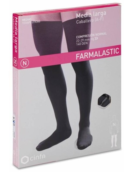 Farmalastic Media Larga Caballero De Compresión Normal Negro Talla Grande, 1 Par