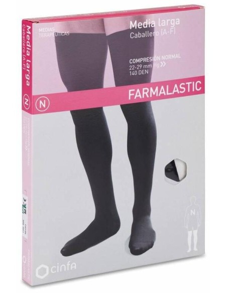 Farmalastic Media Larga Caballero Negra Compresión Normal Talla Mediana, 1 Par