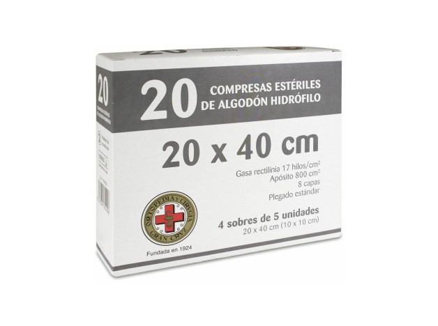 Gran Cruz Gasa Esteril Algodon Compresas 20 U