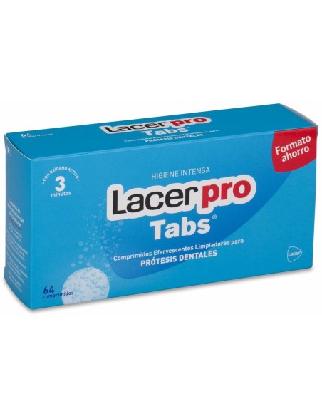 Lacer Pro Tabs Limpieza Prótesis Dental Comprimidos, 64 Uds