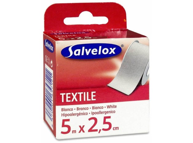 Salvelox Esparadrapo Téxtil Blanco 5Mx2_5Cm 1Ud