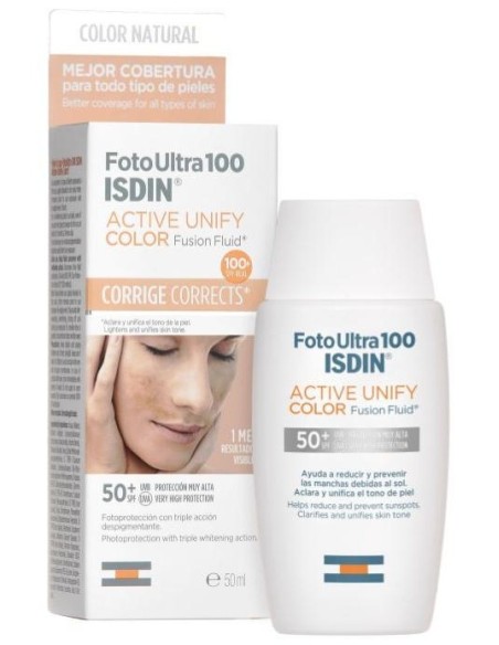 Isdin Fotoultra 100 Active Unify Fusion Fluid Color Antimanchas Spf 50+, 50 Ml