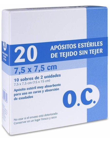 O.C. Apósitos Estériles Tejido Sin Tejer 7,5 X 7,5 Cm, 20 Uds
