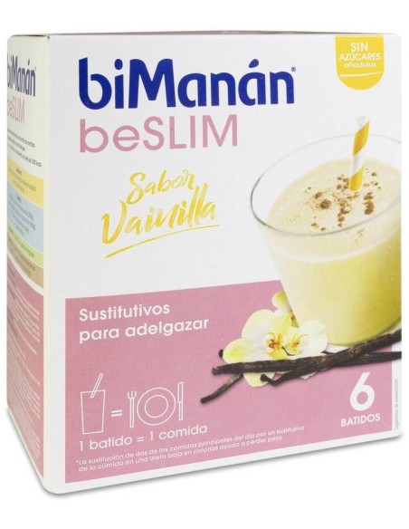 Bimanán Be Slim Batido Sabor Vainilla, 6 Sobres