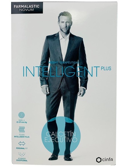 Farmalastic Novum Intelligent Plus Calcetín Ejecutivo Compresión Decreciente Nivel Ii Negro Talla 3, 1 Par