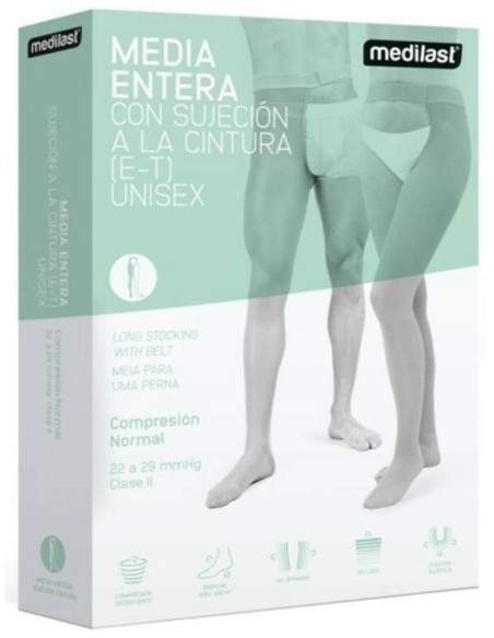 Medilast Media Larga Sujeción Cintura Pierna Izquierda Beige Talla L, 1 Ud