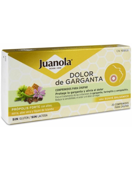 Juanola Dolor De Garganta Propolis Forte Sabor Suave Balsamico 20 Comprimidos