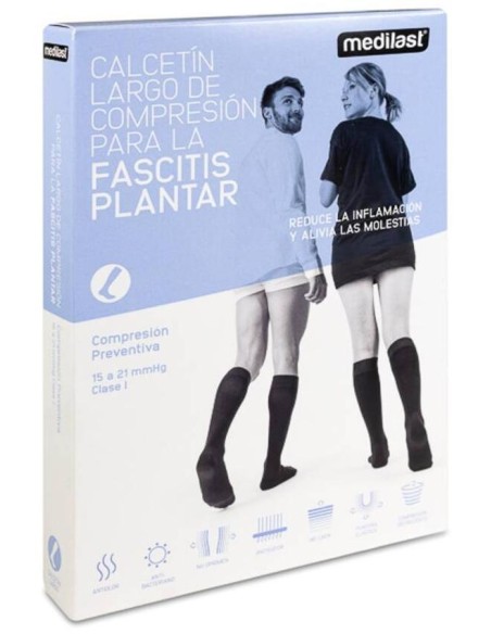Medilast Calcetín Largo Para Fascitis Plantar Color Negro Talla S, 1 Ud