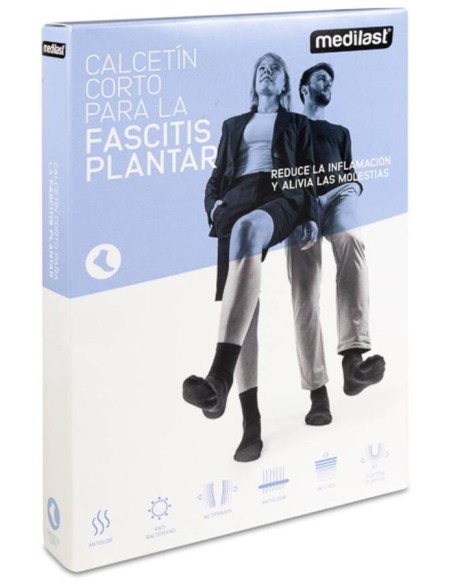 Medilast Calcetín Corto Para Fascitis Plantar Color Negro Talla L, 1 Ud