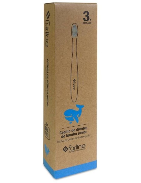 Farline Cepillo Dental Infantil Bambú Ballena, 3 Unidades