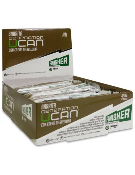 Finisher Bar Ucan Crema Avellana 40 G, 12 Unidades