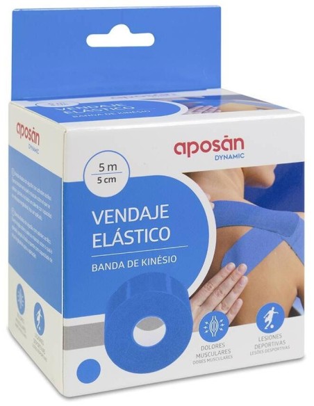 Aposán Dynamic Vendaje Elástico Kinésio Azul 5 Cm X 5 M, 1 Unidad