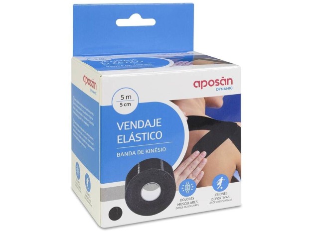 Aposán Dynamic Vendaje Elástico Kinésio Negro 5...