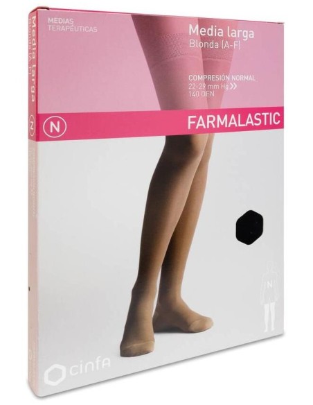 Farmalastic Media Larga Blonda (A-F) Compresión Normal T-Pequeña Negro 1 Par