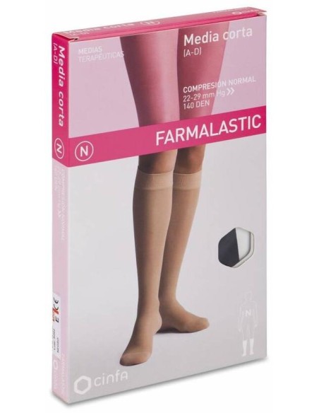 Farmalastic Media Corta De Compresión Normal Negra Talla Extra Grande, 1 Par