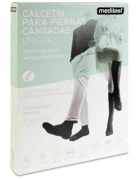 Medilast Calcetín Compresión Normal Negro Talla Mediana, 1 Par