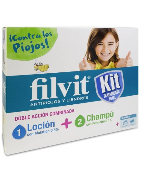 Filvit Kit Antipiojos Loción + Champú + Lendrera, 1 Ud