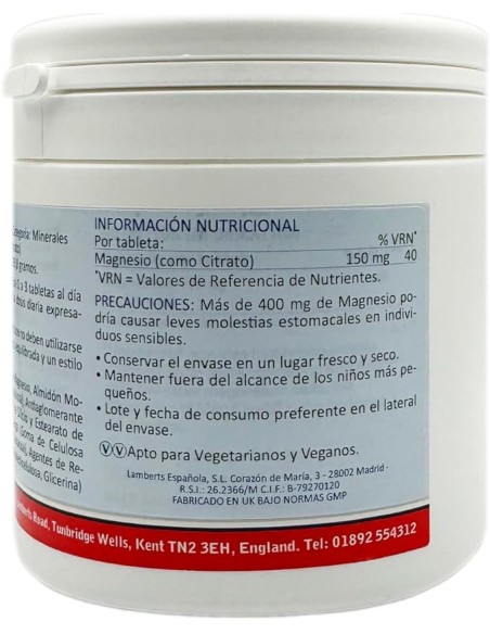 Lamberts MagAsorb Citrato de Magnesio 180 cápsulas