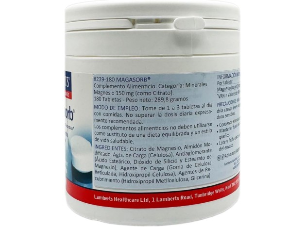 Lamberts MagAsorb Citrato de Magnesio 180 cápsulas