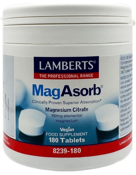 Lamberts MagAsorb Citrato de Magnesio 180 cápsulas