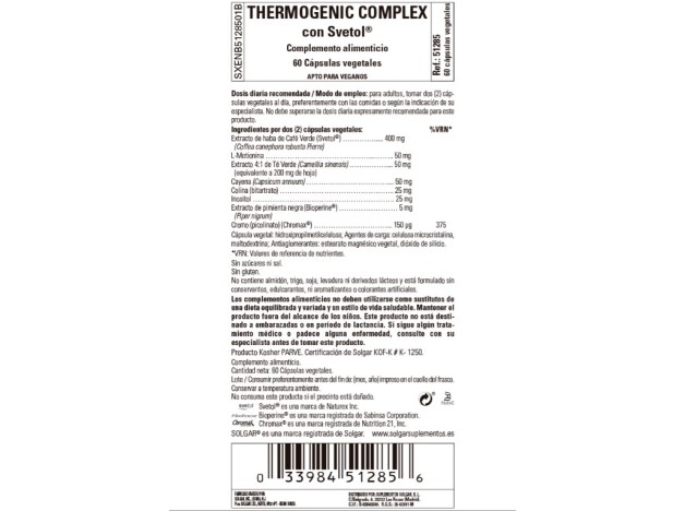 Solgar Thermogenic Complex 60 Cápsulas